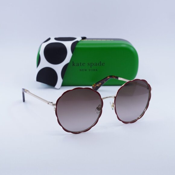 Kate Spade CANNES/G/S 0C9A HA Round Sunglasses - Red/Gold/Brown Gradient - Picture 1 of 10